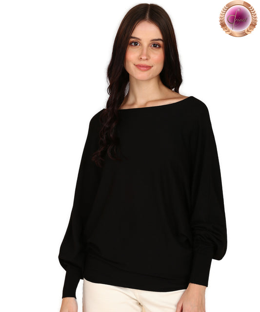 Long Comfort Solid Sweater Black