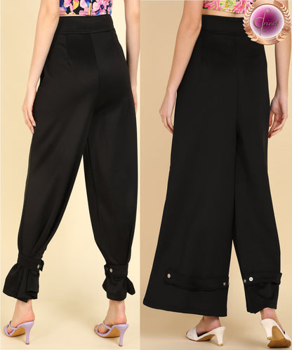 Transformable Trouser Palazo Pants with Pockets Black