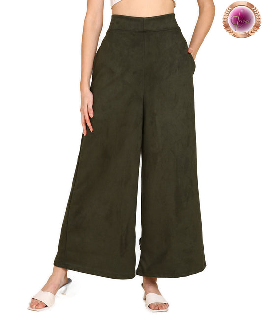 Transformable Trouser Palazo Pants with Pockets Mettalic Brown