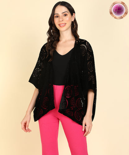 Cutout Boxy Shrug Black