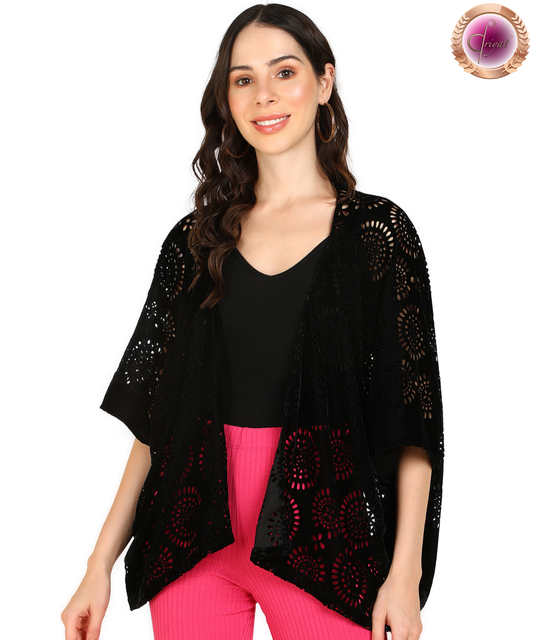 Cutout Boxy Shrug Black