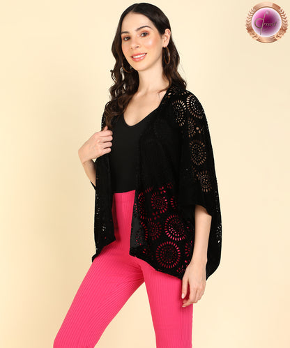 Cutout Boxy Shrug Black