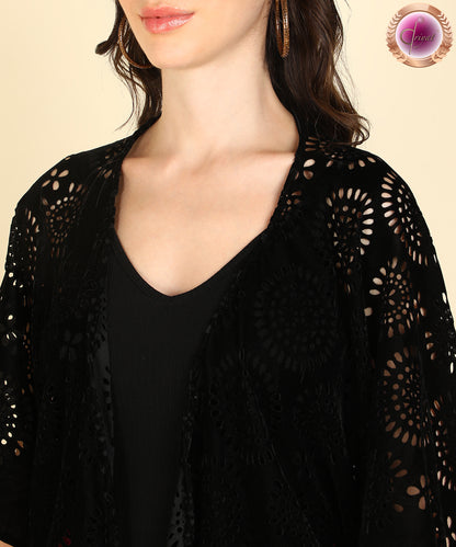 Cutout Boxy Shrug Black