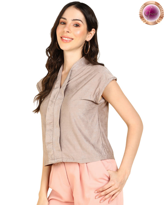 Women Collar Shirt Style Tops Grey