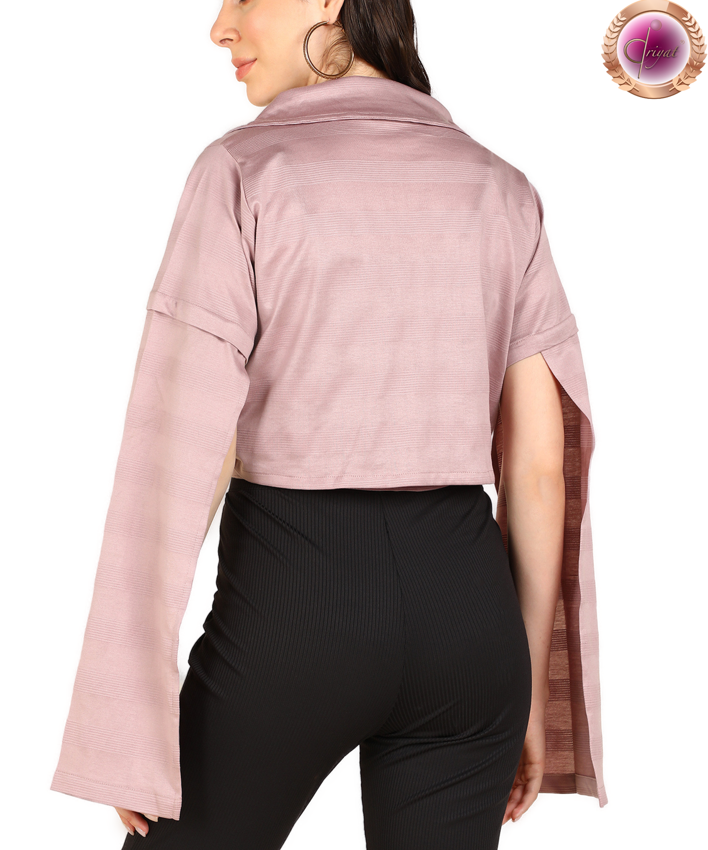 Wrap Around Pink Cape Sleeve Crop Top